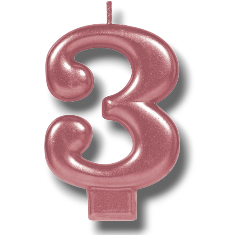 Rose Gold Number Candle 3 C/1