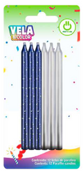 Candle Mix Blue Silver C/12