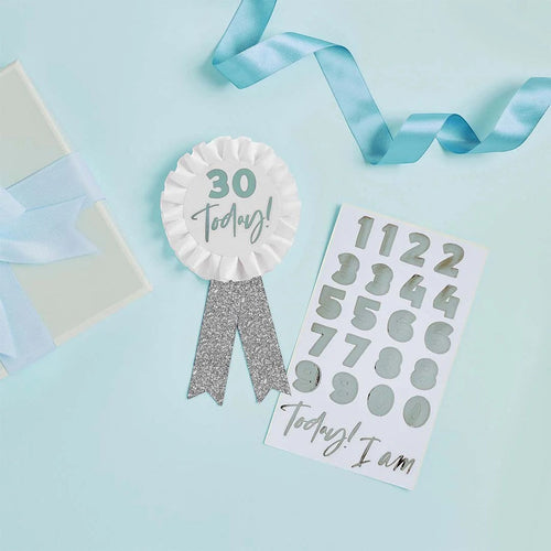 Birthday Badge Silver Customizable C/1