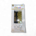 Velas Palillo Con Base Negro/Dorado C/6
