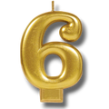 Vela Numero Dorado 6 C/1