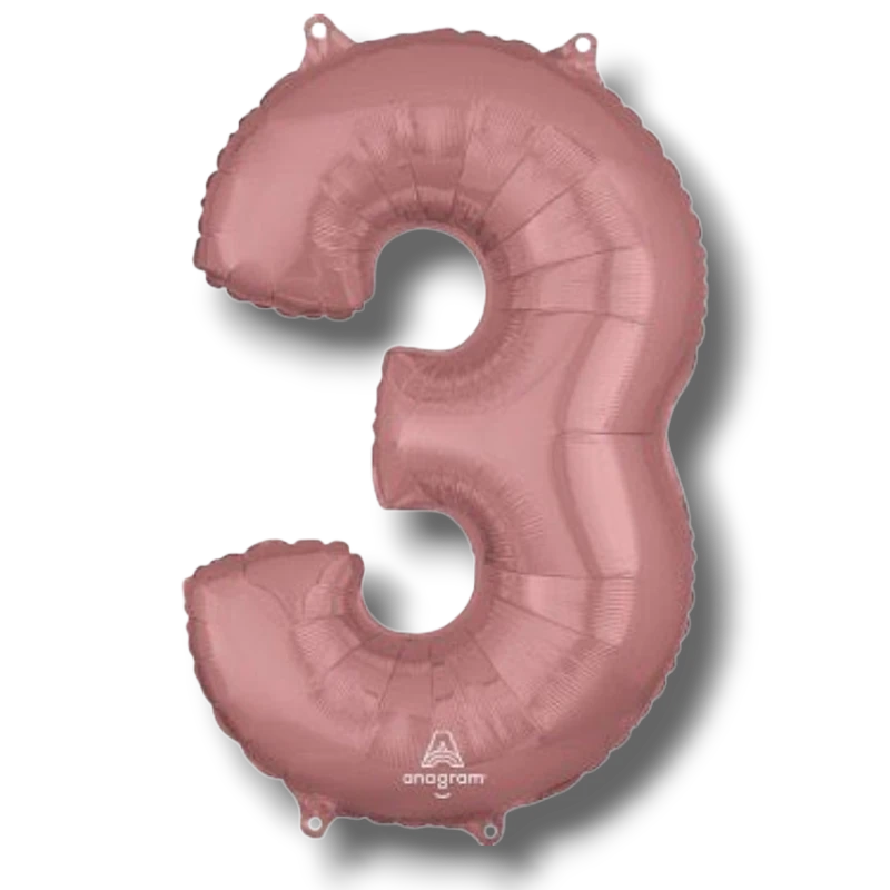 Globo 26" Numero 3 Oro Rosa C/1