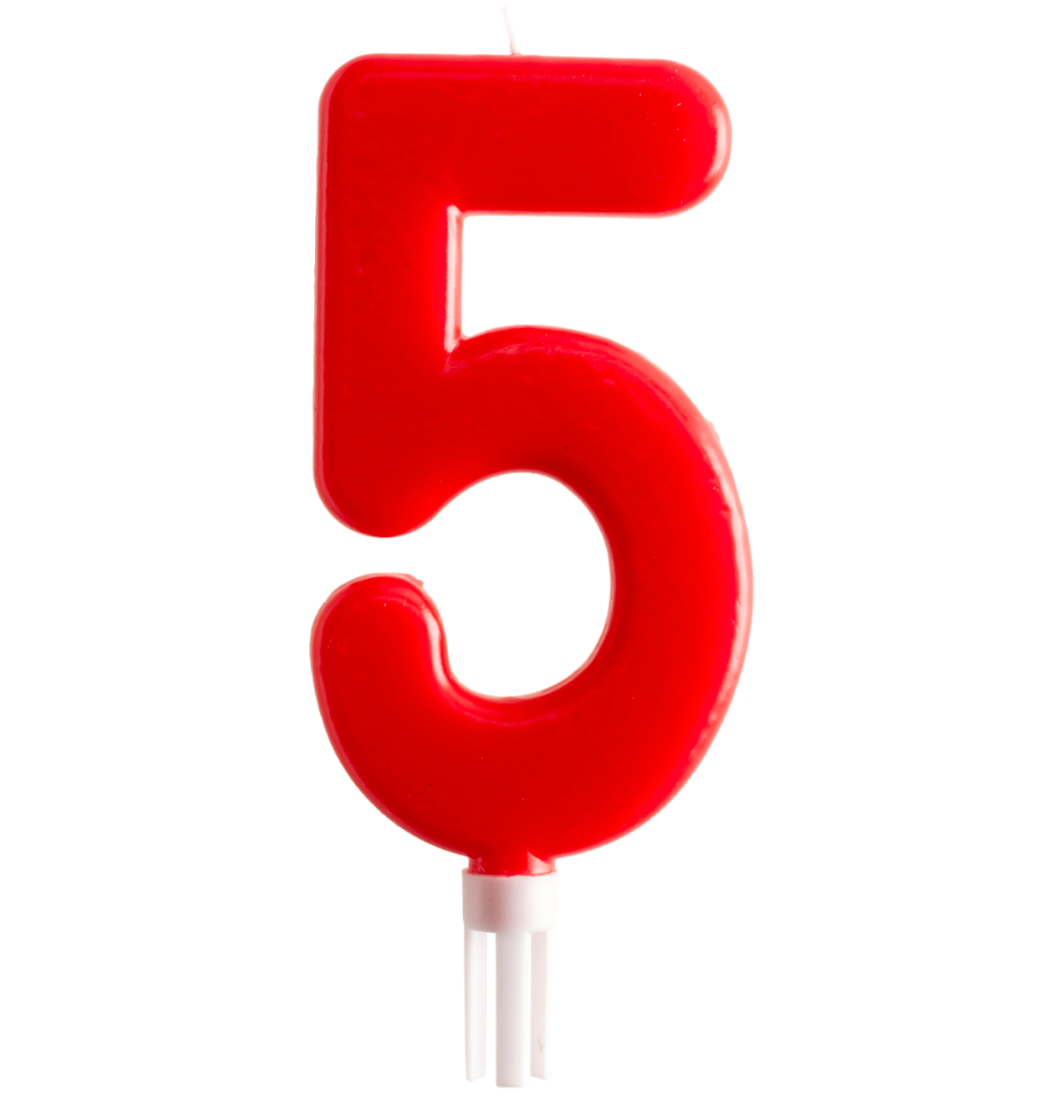 Vela Jumbo Numero Rojo 5 C/1