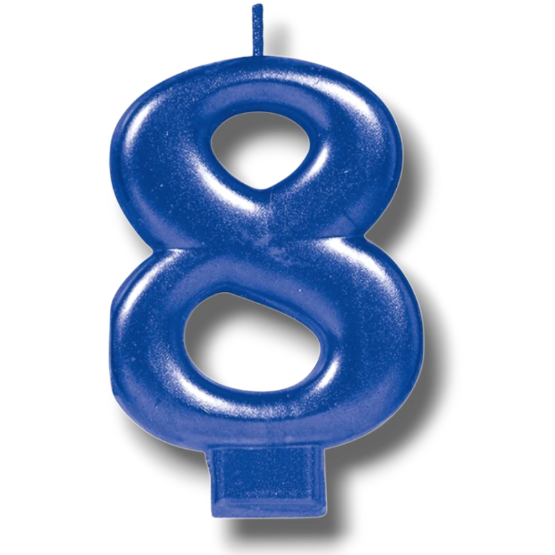 Blue Number 8 Candle C/1