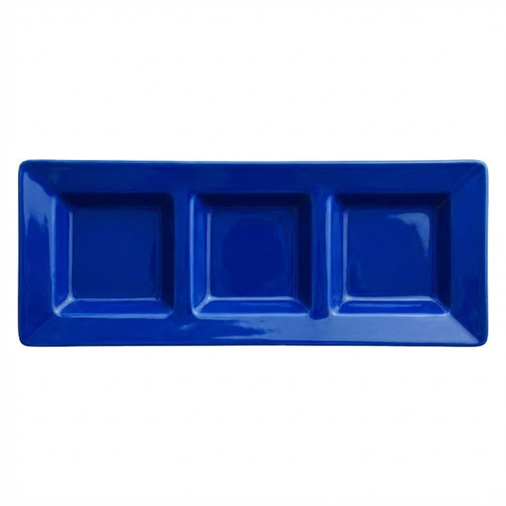 Charola Rectangular Con Division Azul Rey C/3