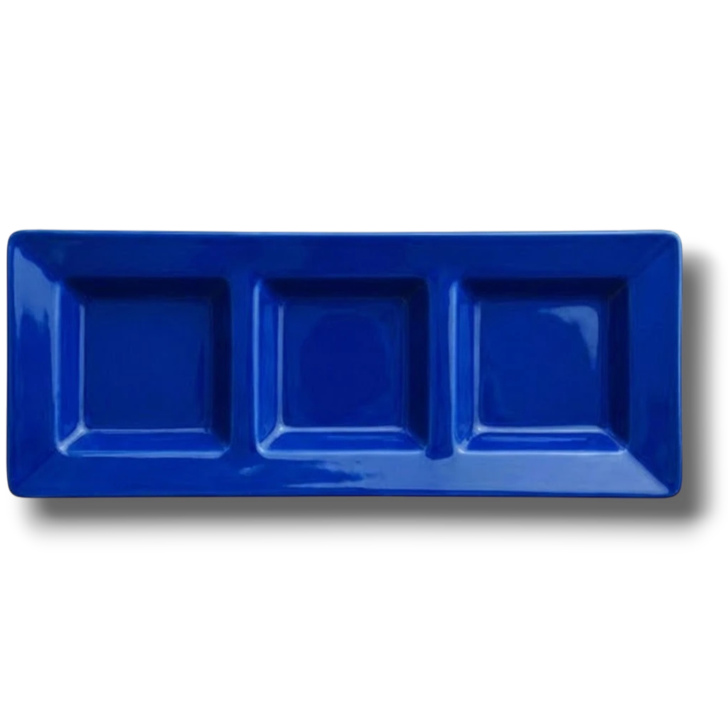 Charola Rectangular Con Division Azul Rey C/3