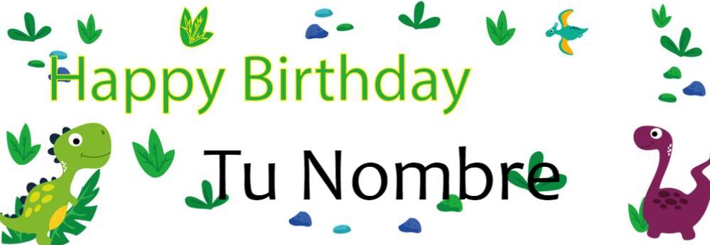 Customizable HBD Dinosaurs Banner
