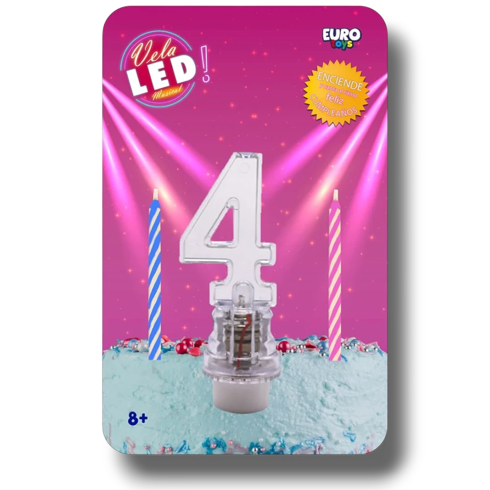 Vela Led Numero 4 C/1