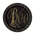Plate 7" Black &amp; Gold Spider Web "Boo" C/8