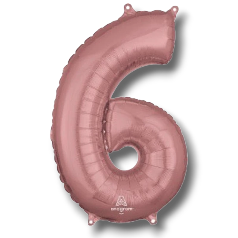 Globo 26" Numero 6 Oro Rosa C/1