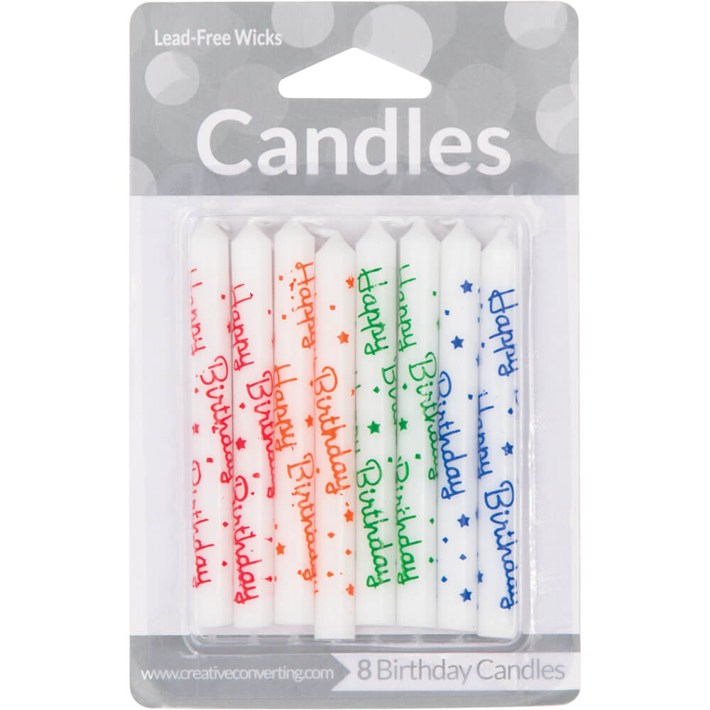 Happy Birthday Spiral Candles C/8