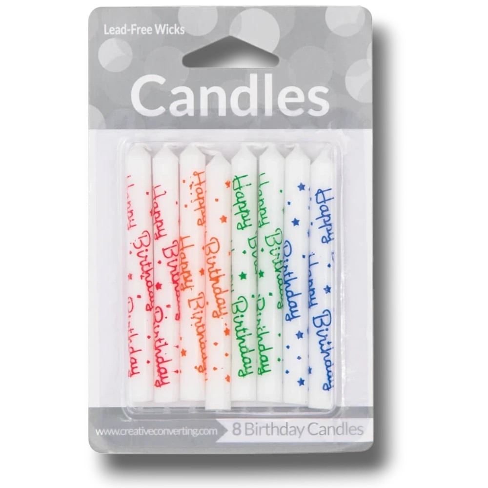 Happy Birthday Spiral Candles C/8