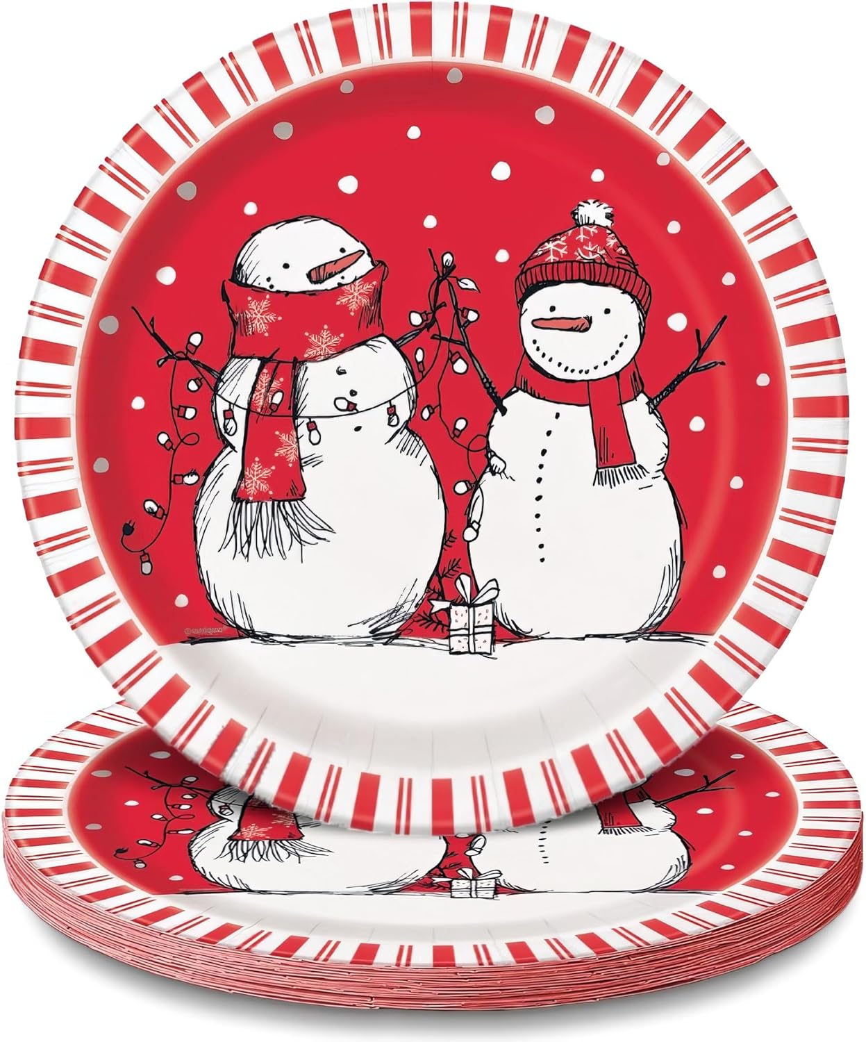 Plato 9" Red Stripes Snowman C/1