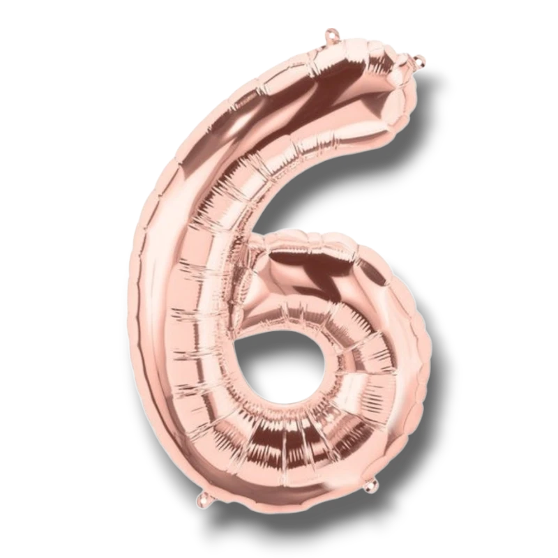 Globo 14" Numero 6 Oro Rosa C/1