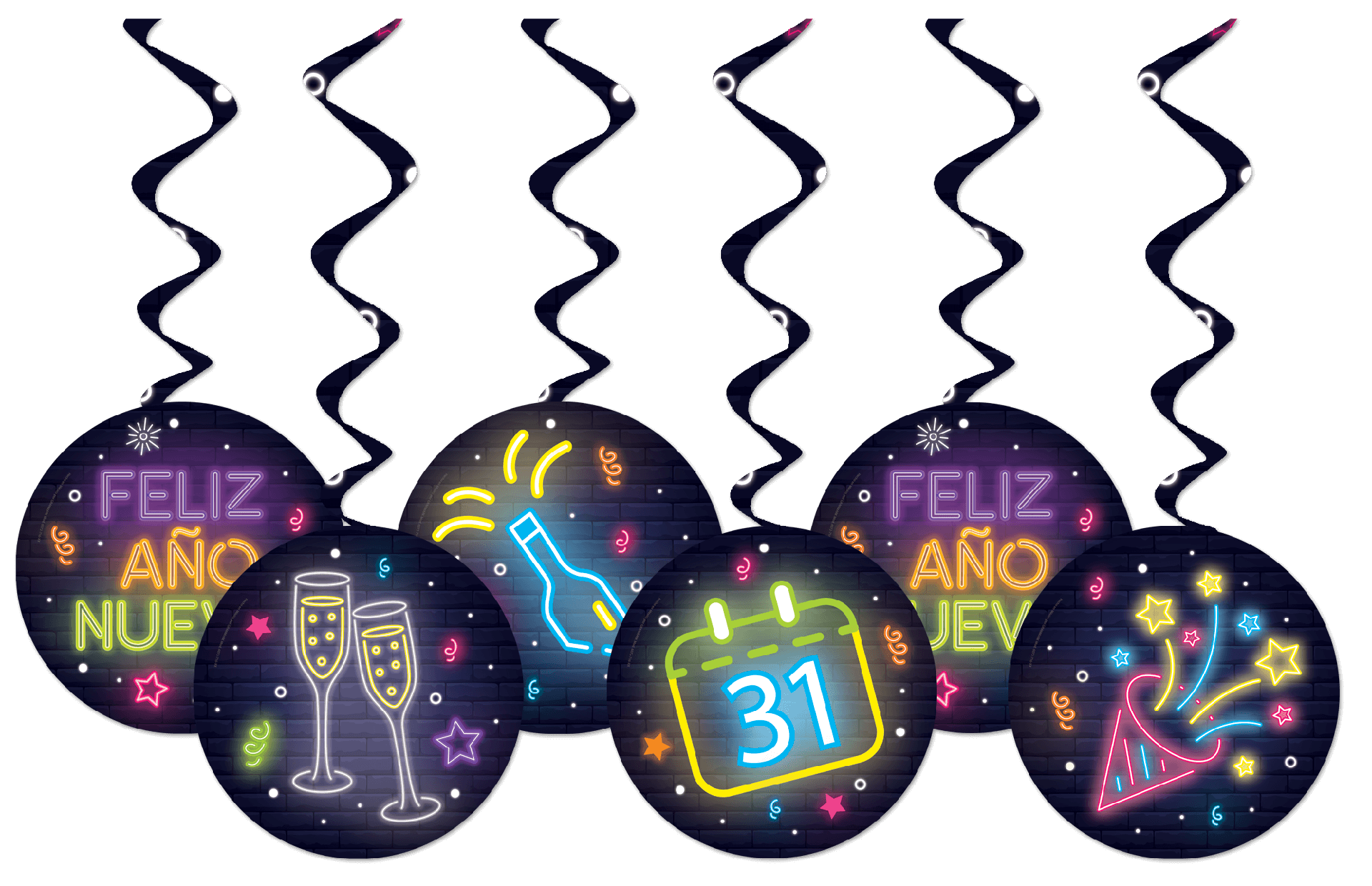 Neon New Year Spiral Ornament C/8