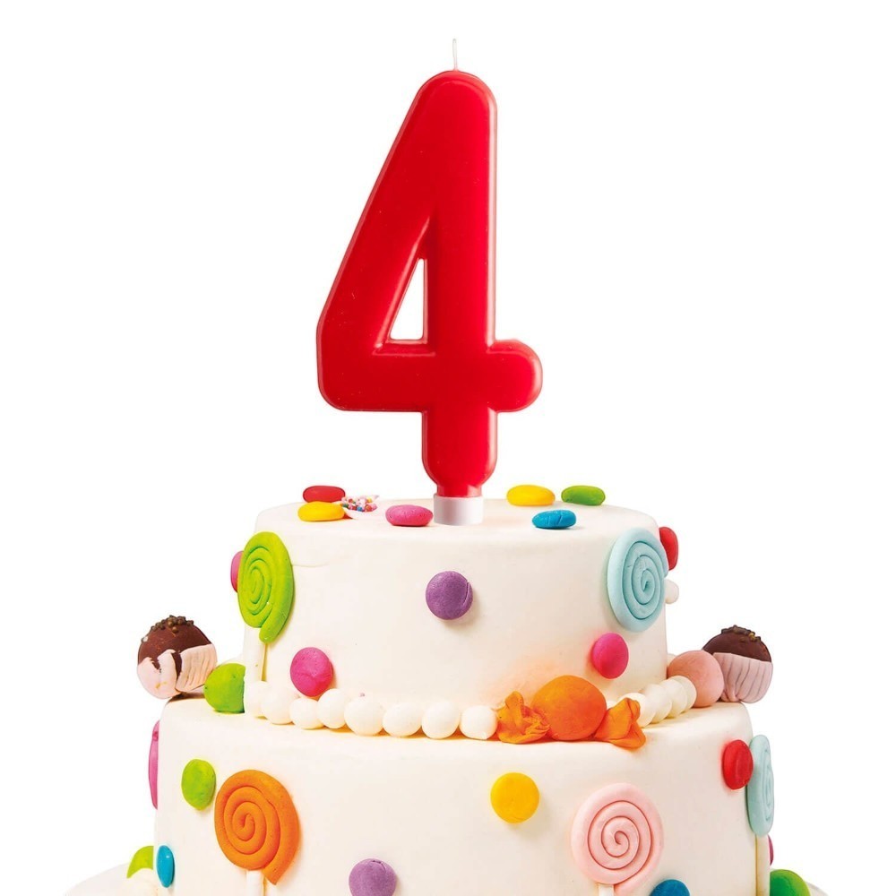 Jumbo Candle Number Red 4 C/1