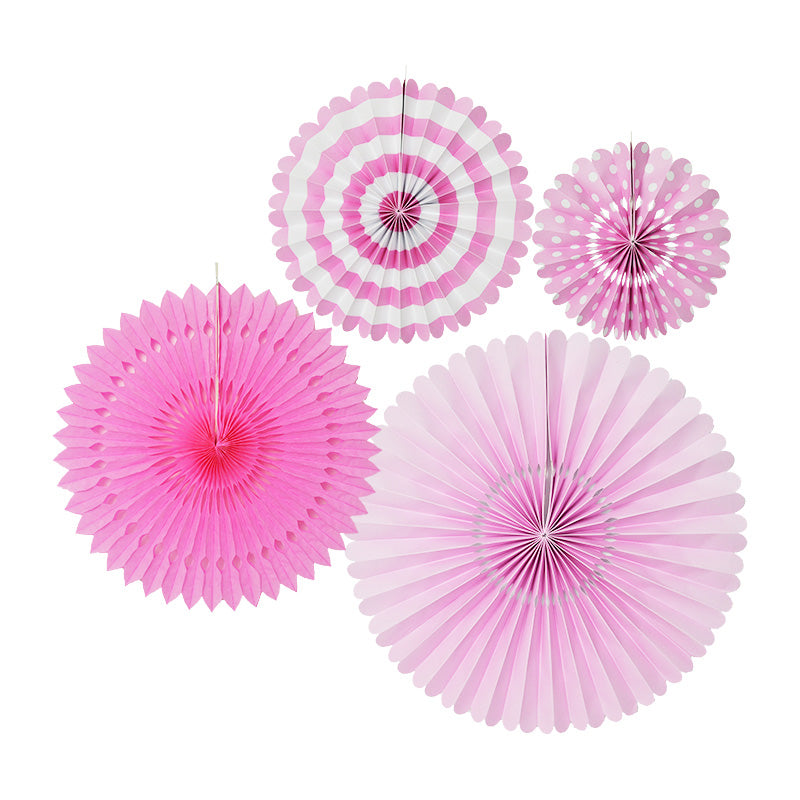 Set of 4 Pink Paper Fans