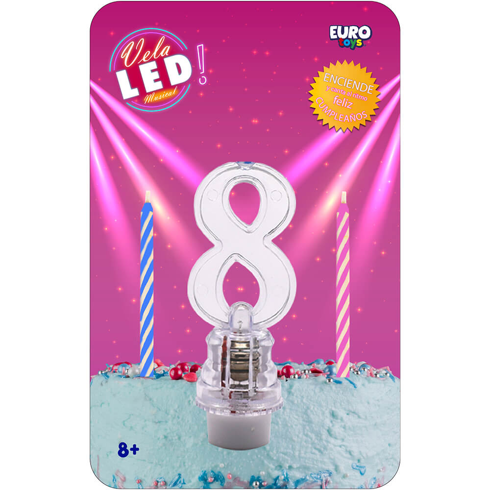 Vela Led Numero 8 C/1