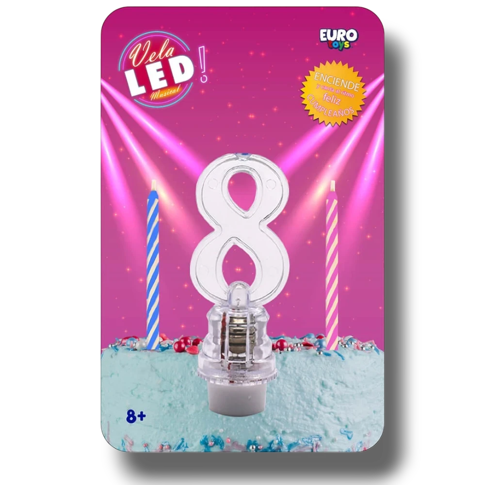 Vela Led Numero 8 C/1