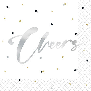 Servilleta CH Silver Happy Birthday Cheers C/16