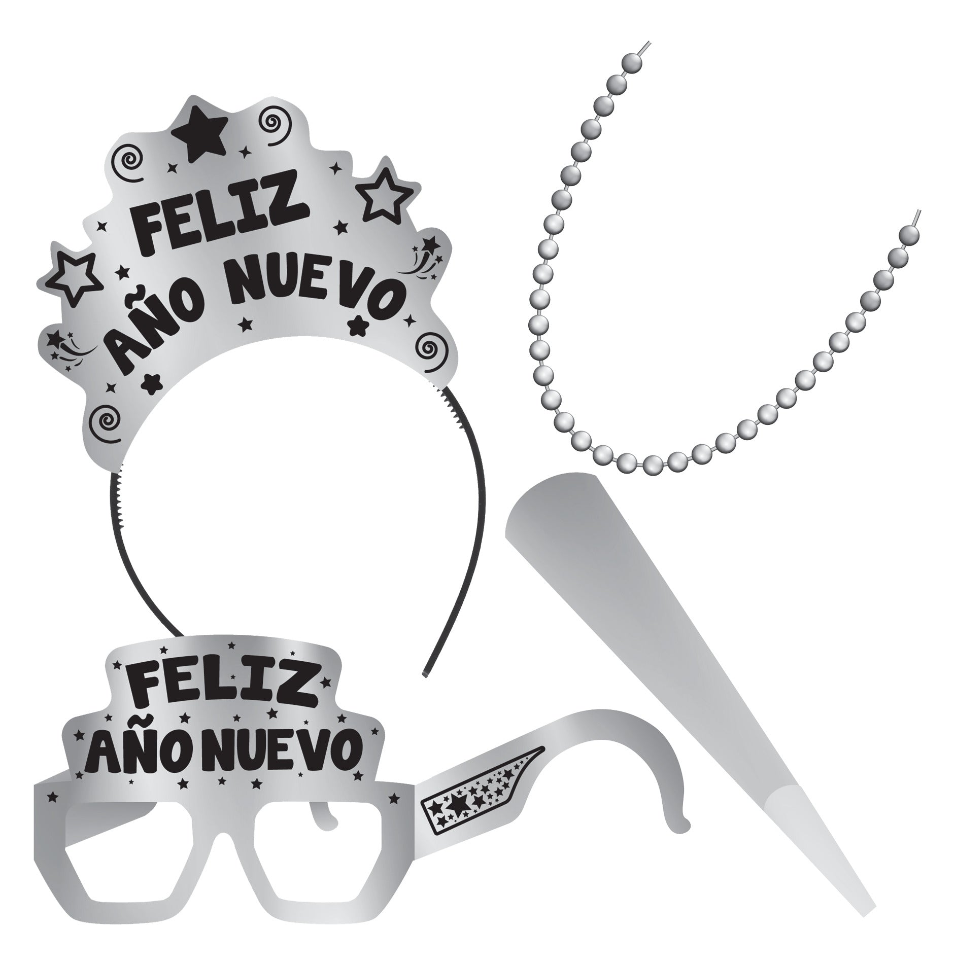 Kit Para Mujer Plata Happy New Year Para 1 Persona