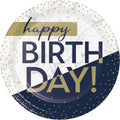 Plato 9" Happy Birthday Navy & Gold C/8