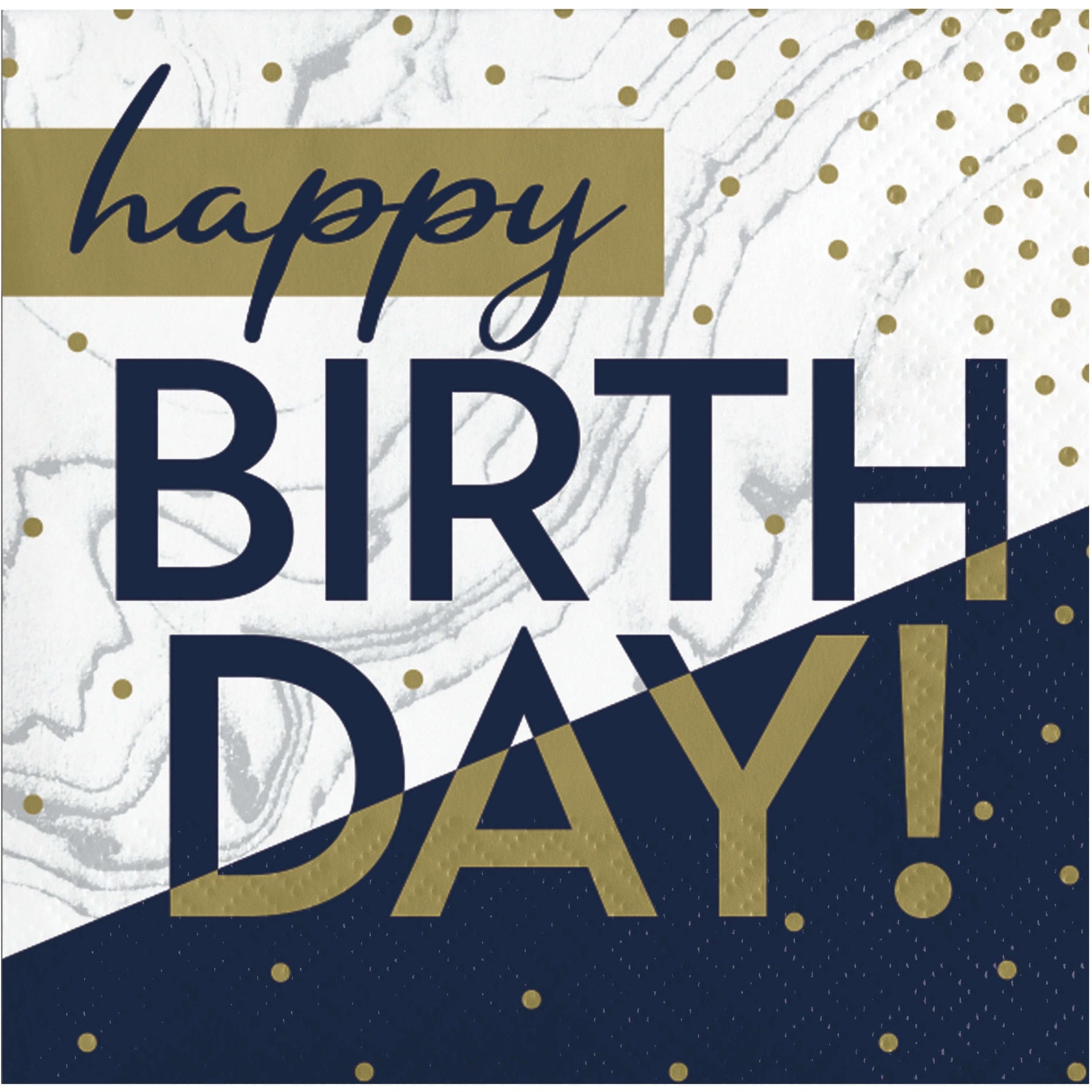 Servilleta CH Happy Birthday Navy & Gold C/16