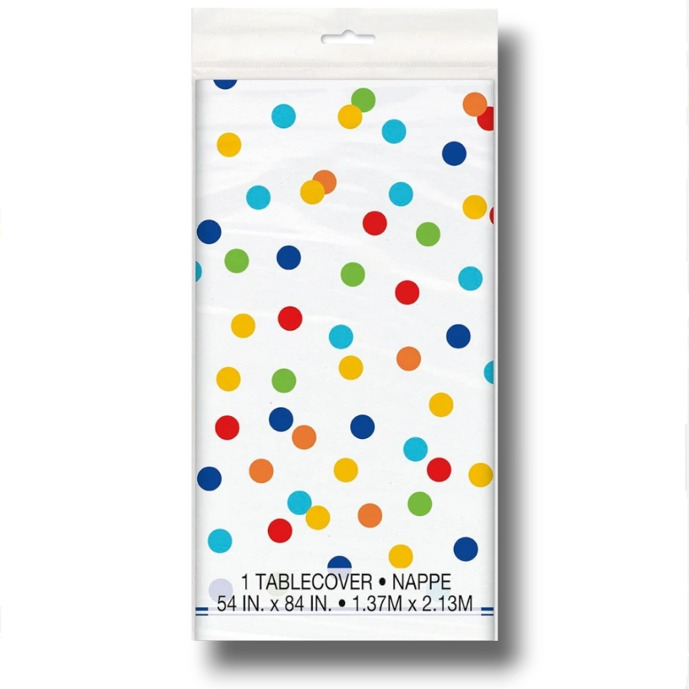 Rainbow Polka Dot Tablecloth (1 Pack)