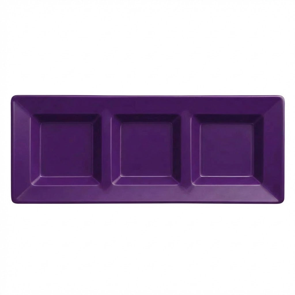 Charola Rectangular Con Division Morado C/3