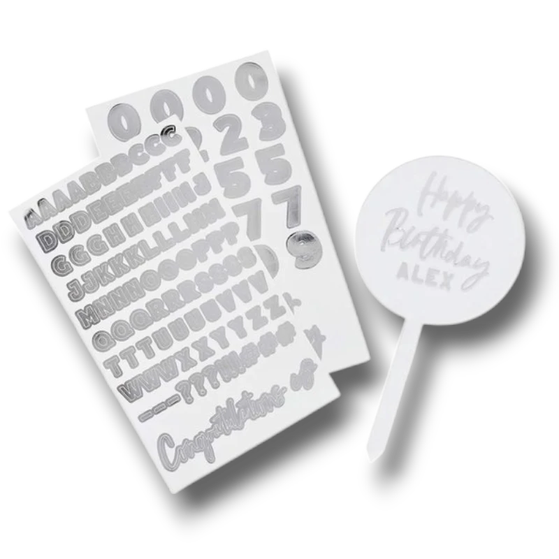 Cake Topper Acrilico Plata  Personalizable C/1