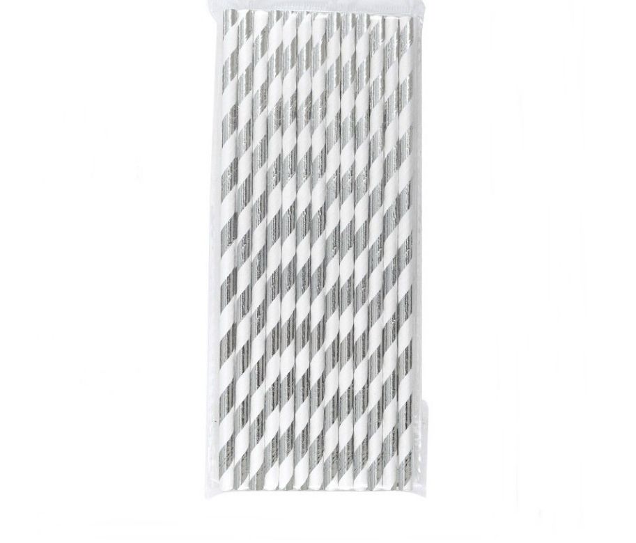 Popote Plata/Blanco C/25