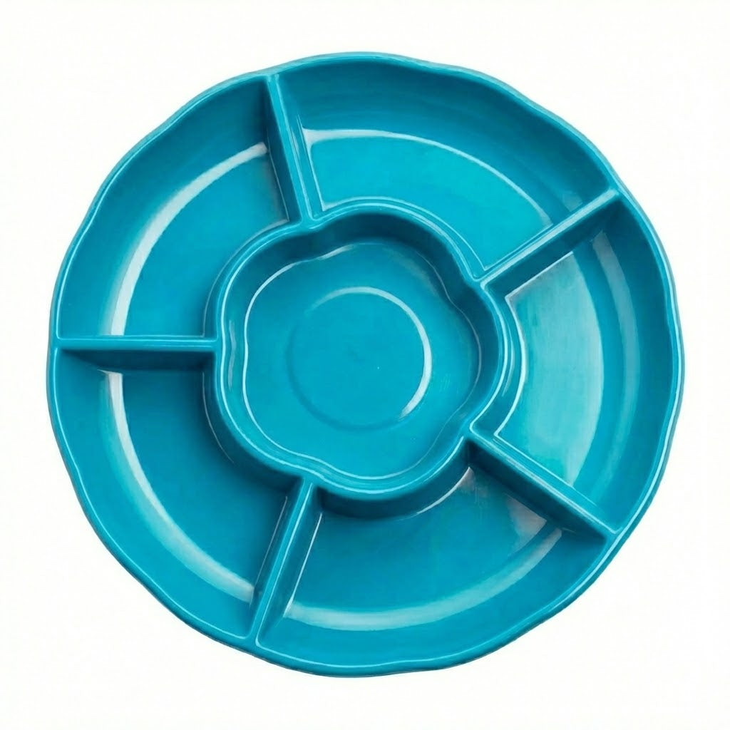 Charola Con Division Azul Caribe C/3