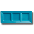 Charola Rectangular Con Division Azul Caribe C/3