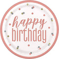 Plate 9" Happy Birthday Rose Gold C/8