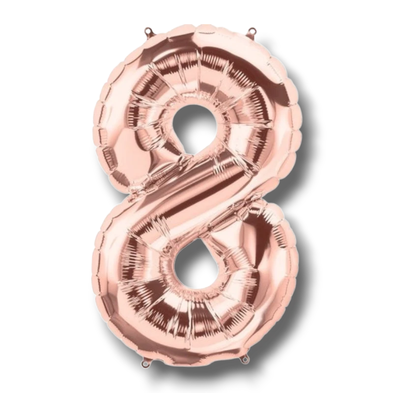 Globo 14" Numero 8 Oro Rosa C/1