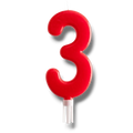 Vela Jumbo Numero Rojo 3 C/1
