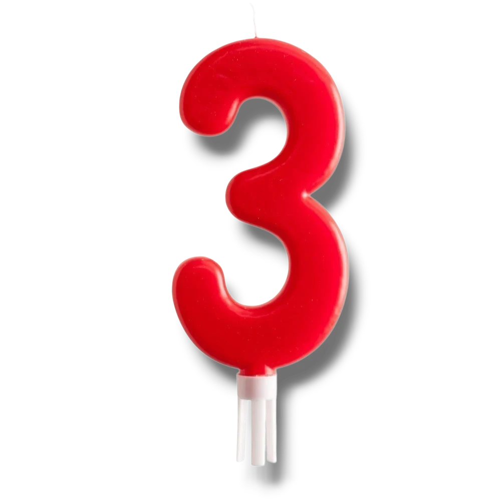 Jumbo Candle Number Red 3 C/1