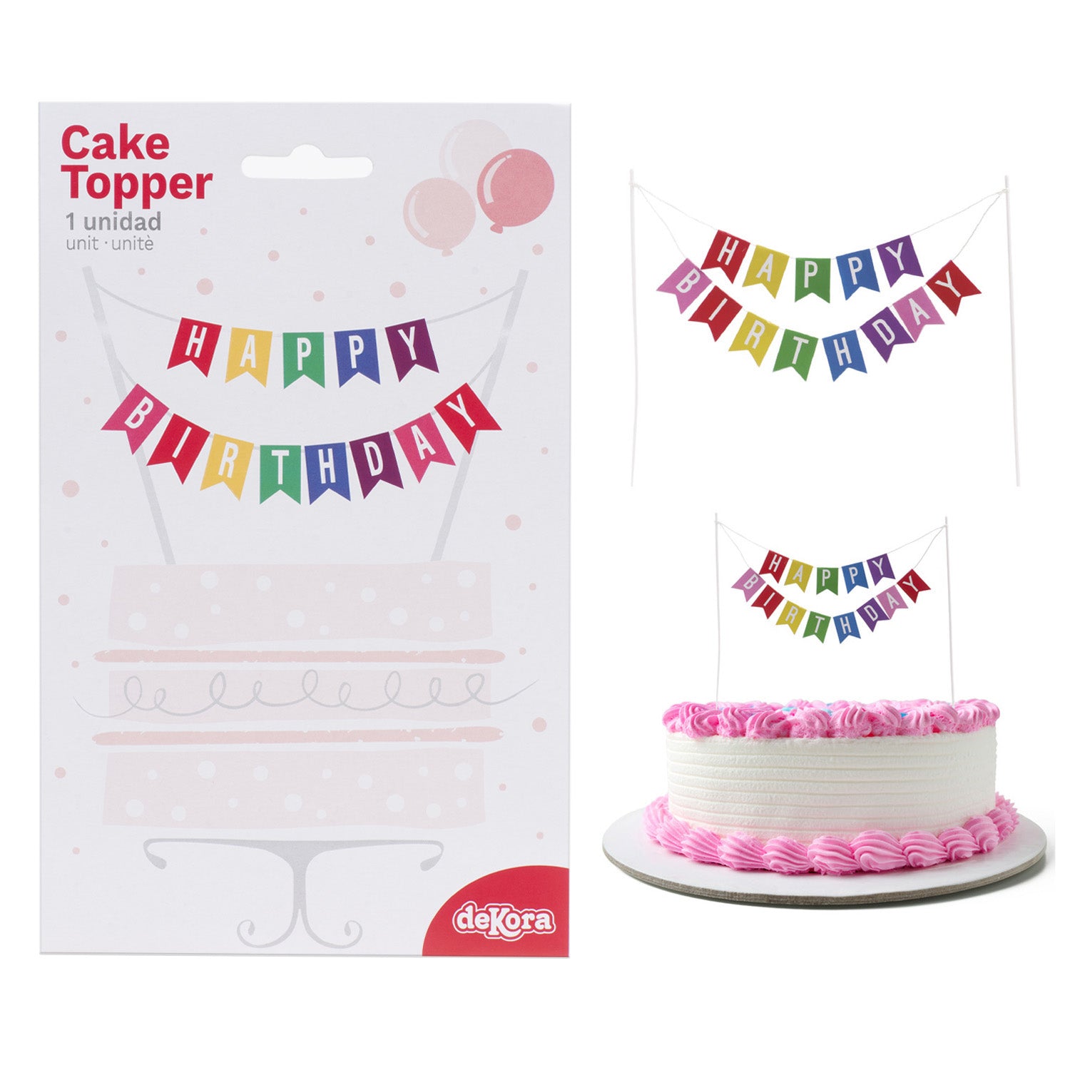 Cake Topper Banderas Happy Birthday C/1