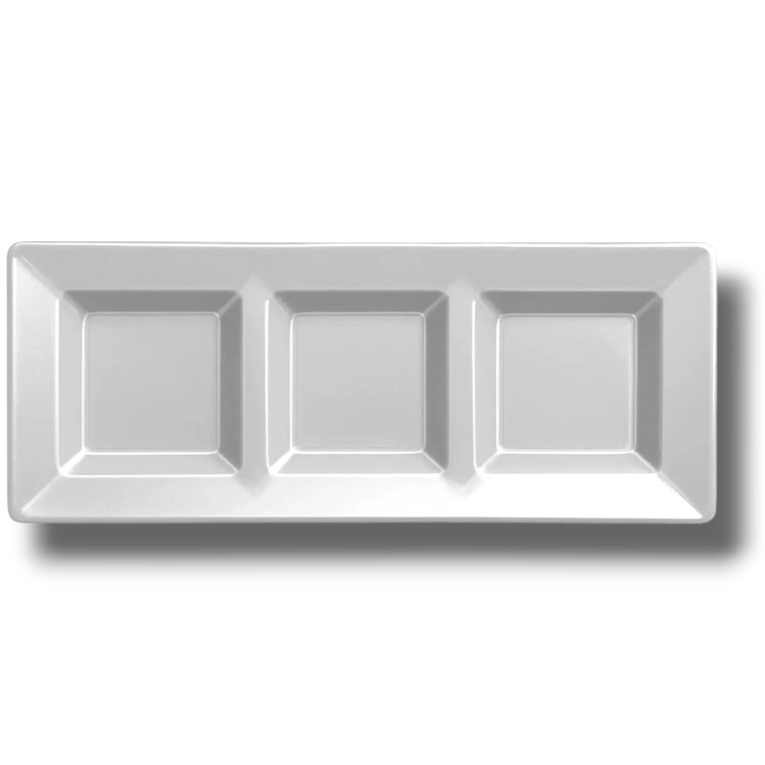 Charola Rectangular Con Division Blanco C/3