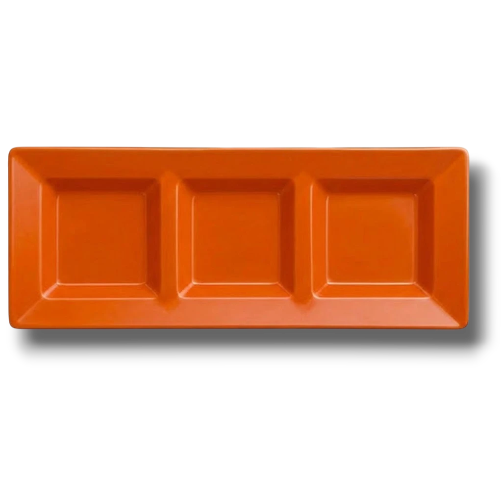 Charola Rectangular Con Division Naranja C/3