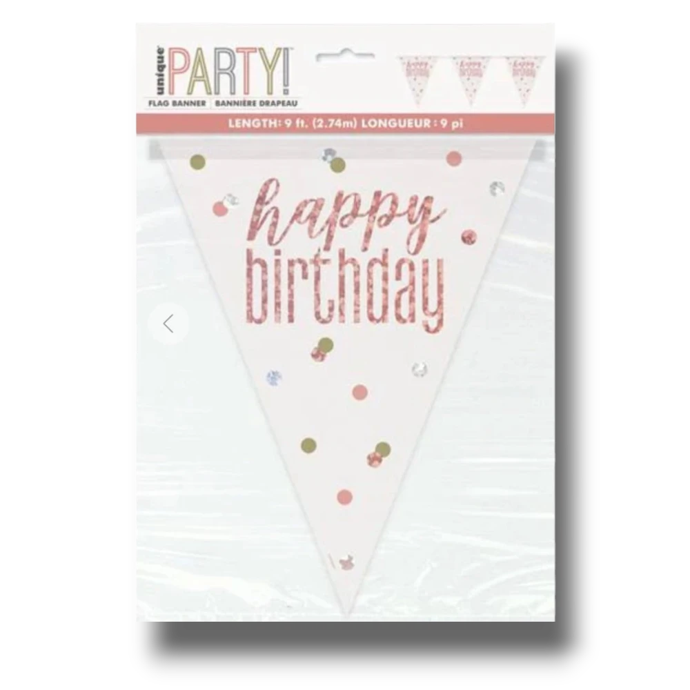 Banderin Glitz Gris/Rosa C/1
