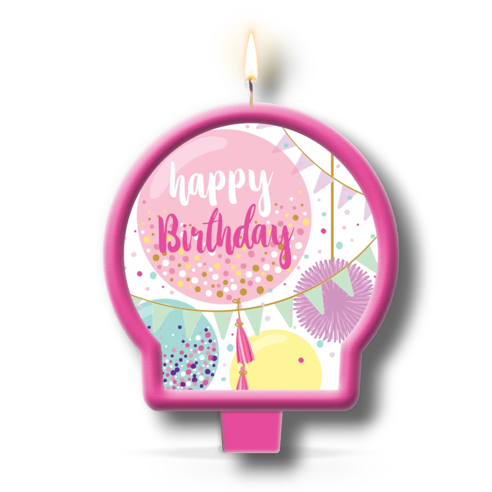 Happy Birthday Sweet Balloons Medallion Candle C/1