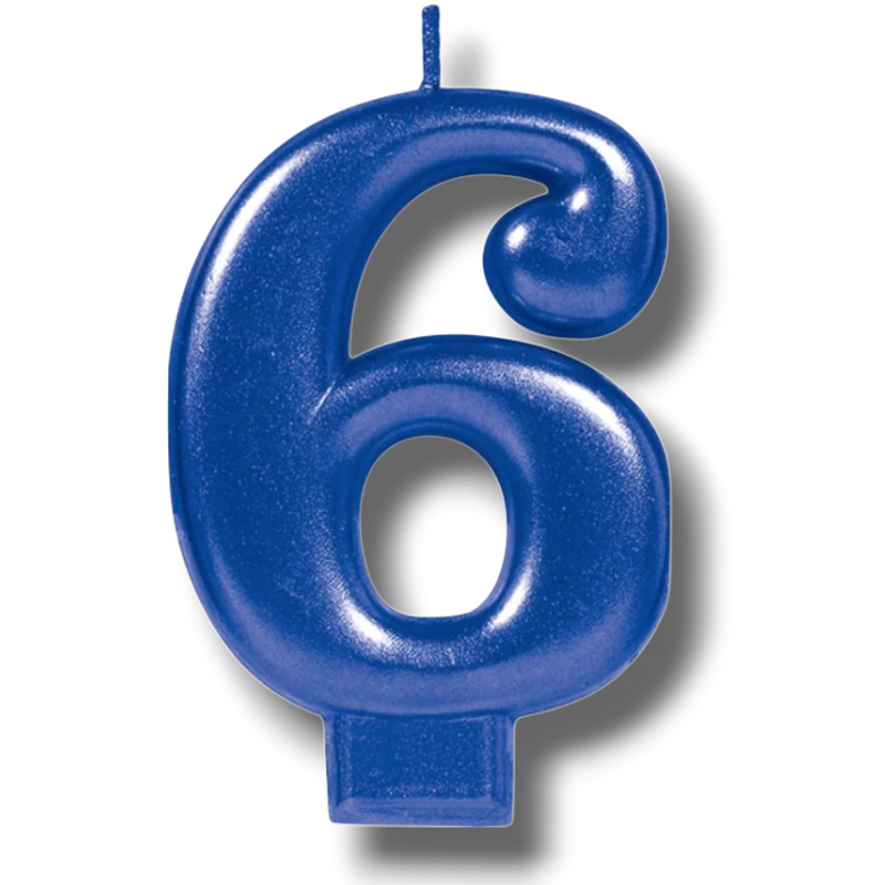 Blue Number 6 Candle C/1
