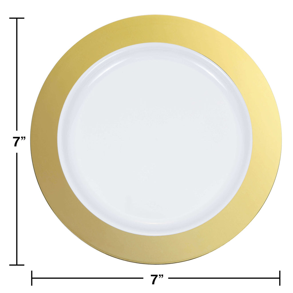 Plato 7" Plastico Rigido Gold Rim C/10