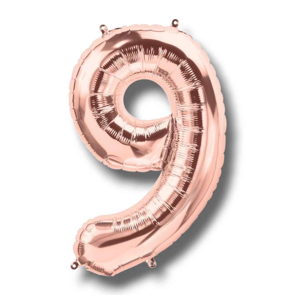 Globo 14" Numero 9 Oro Rosa C/1