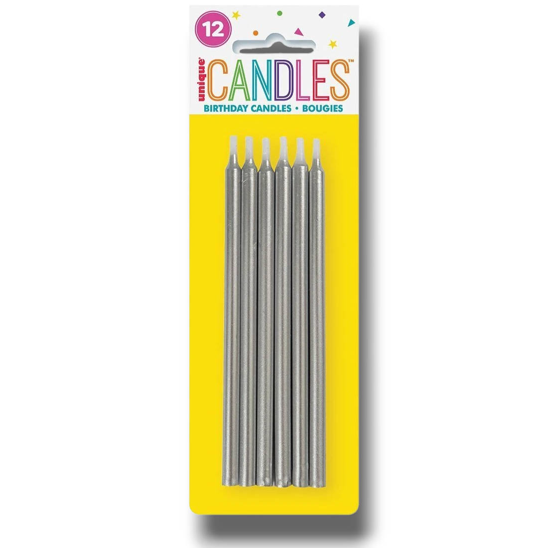Velas Largas Plata C/12
