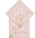Happy Birthday Napkin Rose Gold C/20