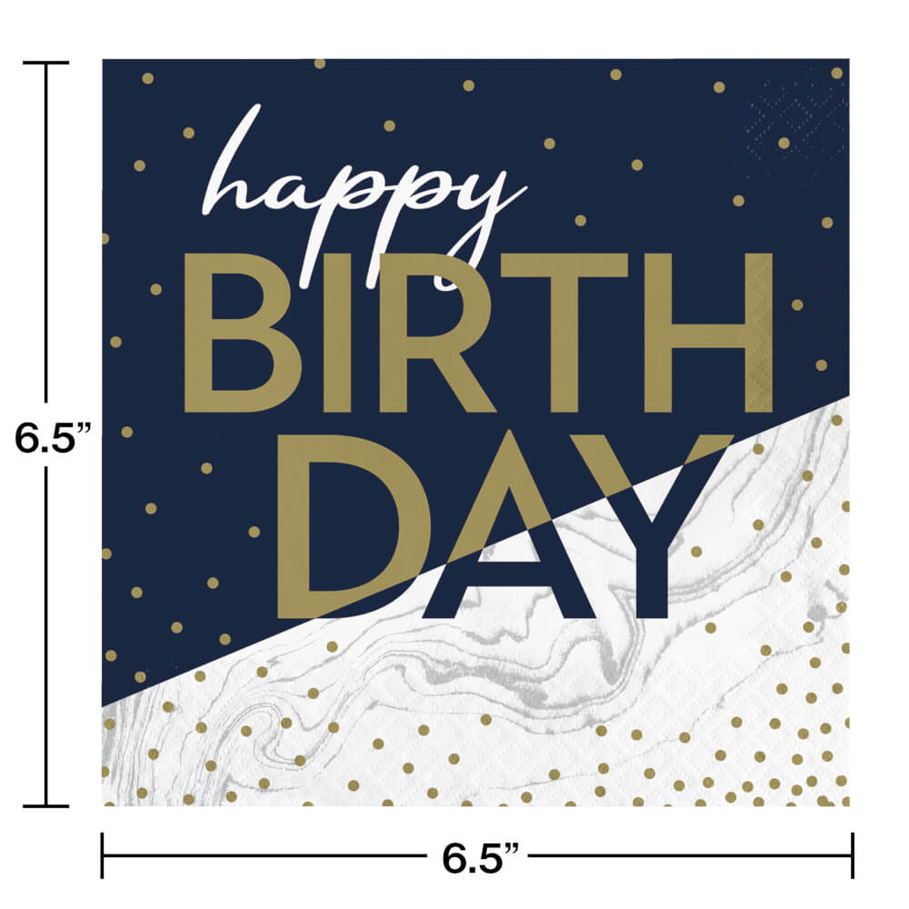 Servilleta CH Happy Birthday Navy & Gold C/16
