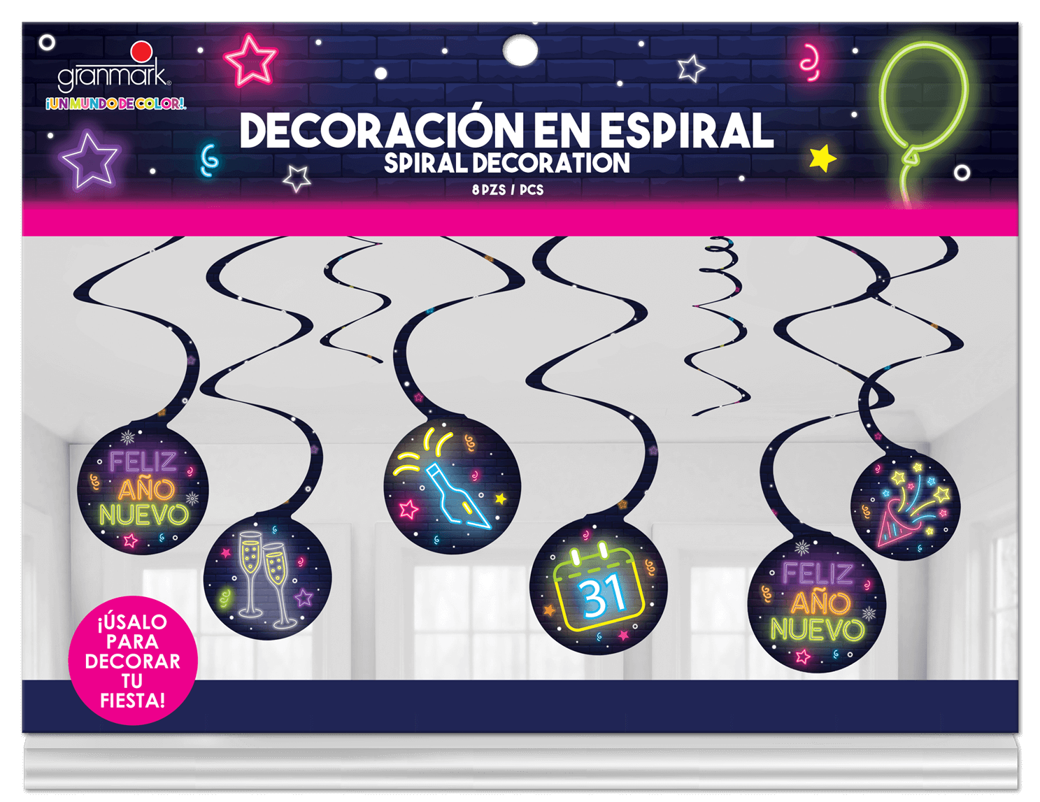 Neon New Year Spiral Ornament C/8