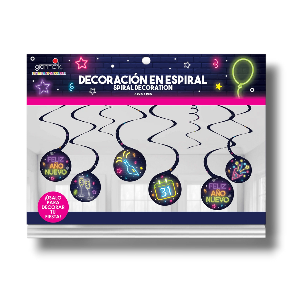 Adorno Espiral Año Nuevo Neon C/8